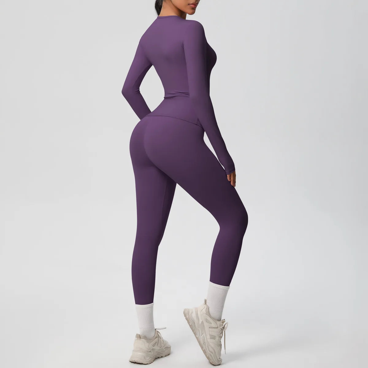 2PCS Yoga Suit Sports Set Women Sportswear Gym Set Women Tracksuit Running Workout Long Sleeve Sports Shirt Yoga Clothing