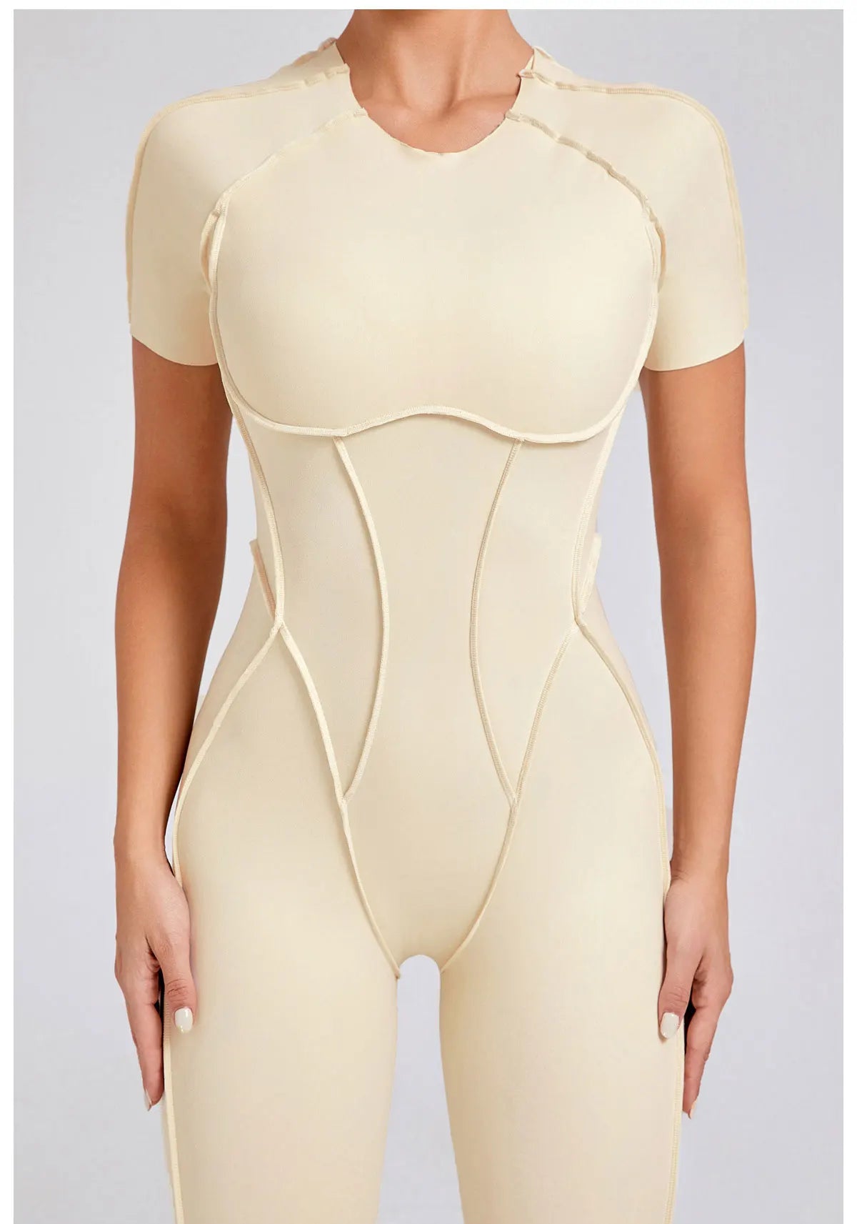 Seamless Yoga Jumpsuits Sports Fitness Hip-lifting Backless Short-sleeved One-piece Workout Rompers Gym Leggings Women Tracksuit