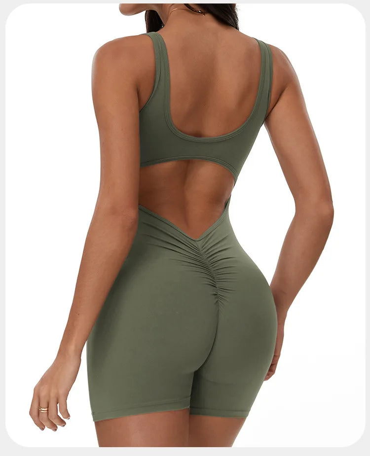 Yoga Jumpsuits Women Tracksuit Set Fitness Rompers Sexy One Piece Sports Bra Workout Bodysuit Sexy Back V Sportswear Gym Clothes