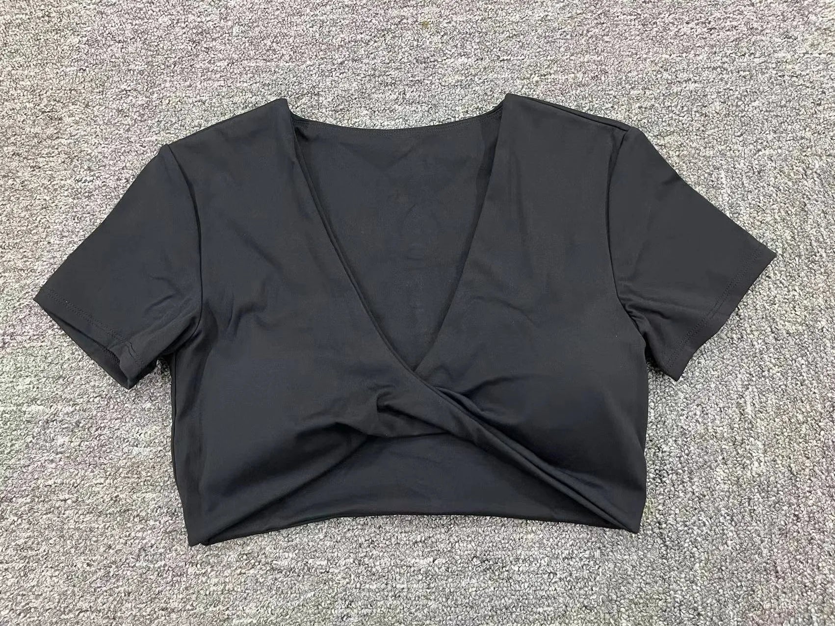 Sexy V Neck Crop Top Women Short Sleeve Yoga Shirt Naked Feeling Fitness Workout Tops Gym Clothes Sportswear Running T-shirts