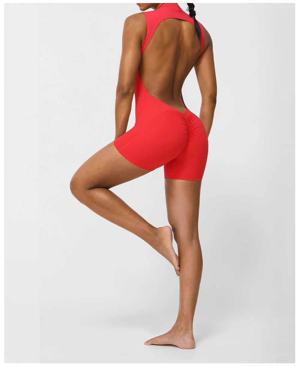 Sexy Back V Jumpsuits Women's Tracksuit Yoga Set One Piece Fitness Workout Rompers Sportswear Gym Set Workout Clothes For Women