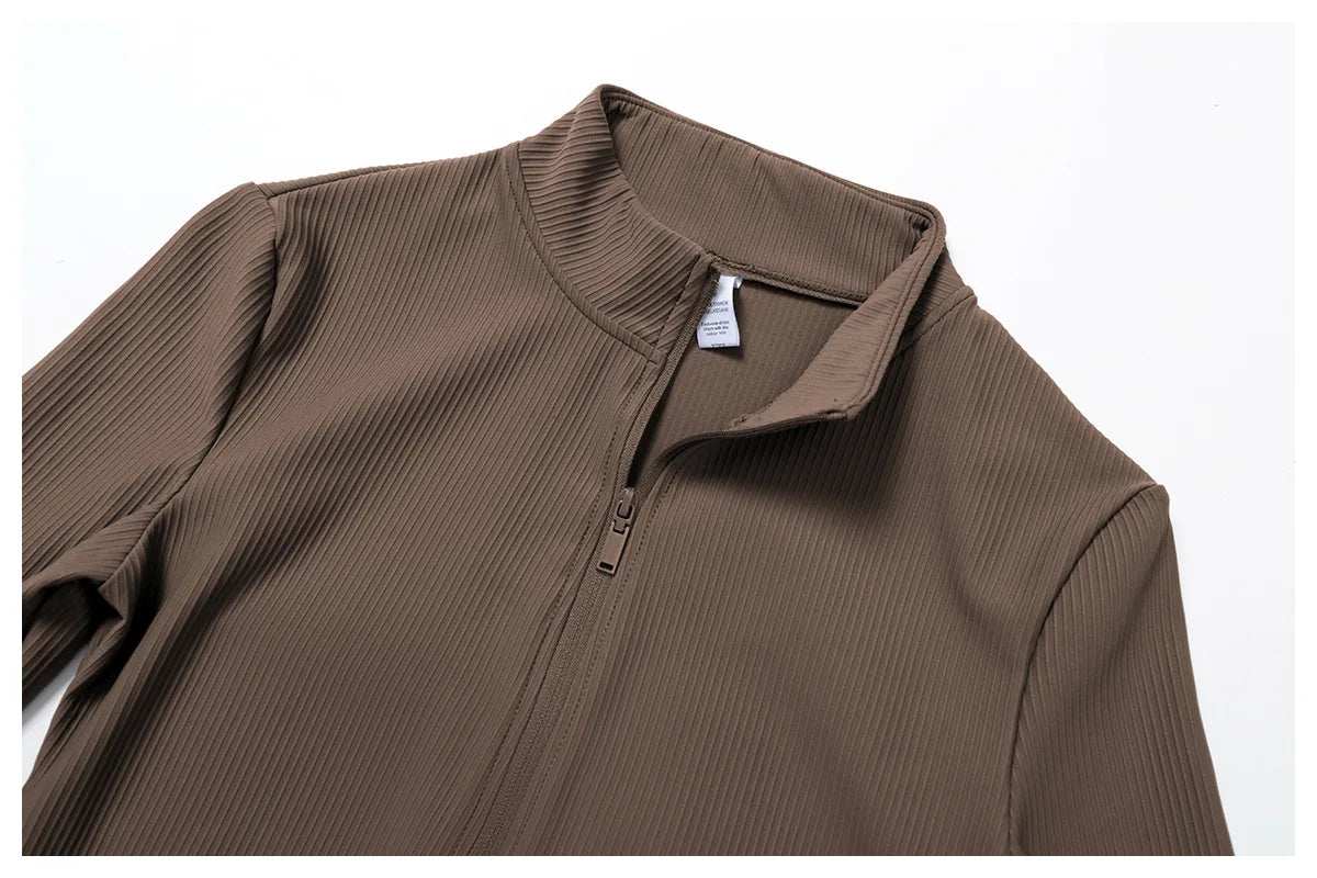 Yoga Jacket Women's Coat Standing Collar Yoga Long Sleeved Sports Jacket Running Training Fitness Top Gym Workout Running Tops