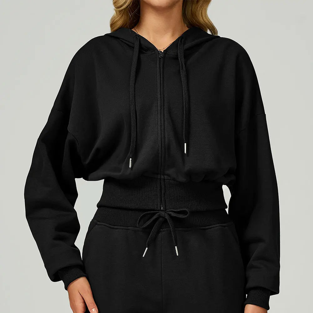 Winter Zipper Sports Hoodie for Women Hooded Long Sleeved Casual Loose and Versatile Hoodie Women Running and Fitness Sportswear