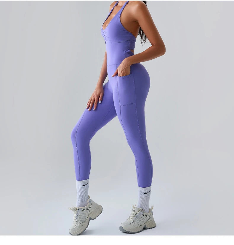 Workout Jumpsuit Sports Overalls Women Rompers Gym Clothing Running Tracksuit Fitness Gym Clothes Push Up Sportswear Yoga Set