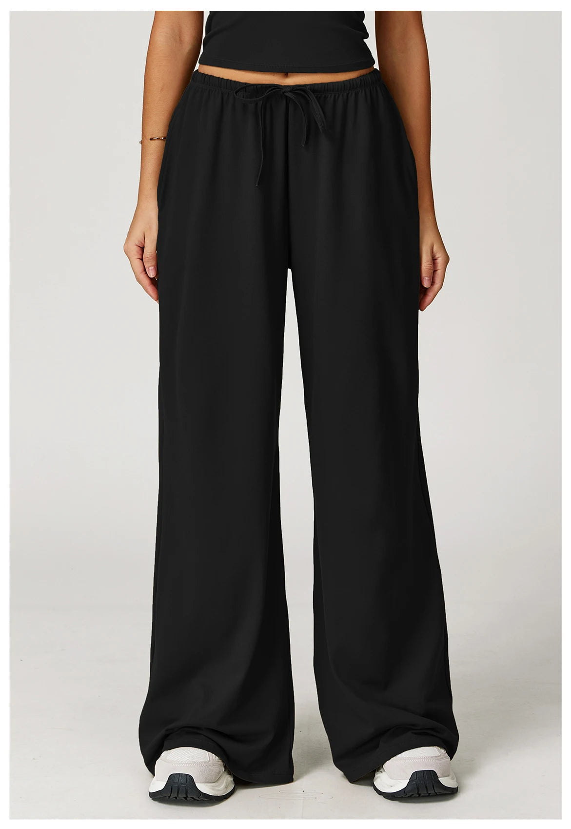 High Waist Yoga Pants Women's Hanging Wide Leg Loose Casual Pants Women's Sports Pants Fitness Running Elastic Drawstring Pants