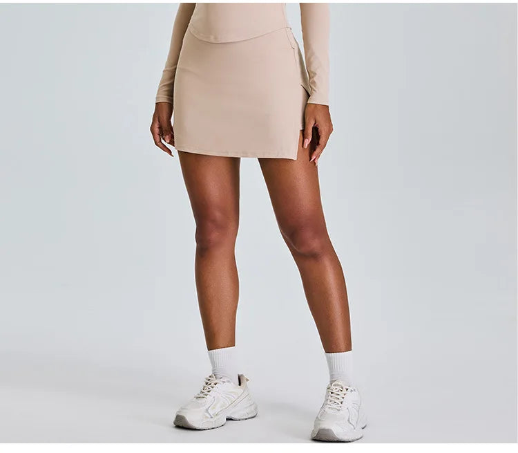 High Waist Sports Short Skirt Women's Yoga Short Skirt Running Training Fitness Tennis A-line Skirt Fake Two Yoga Short Skirts