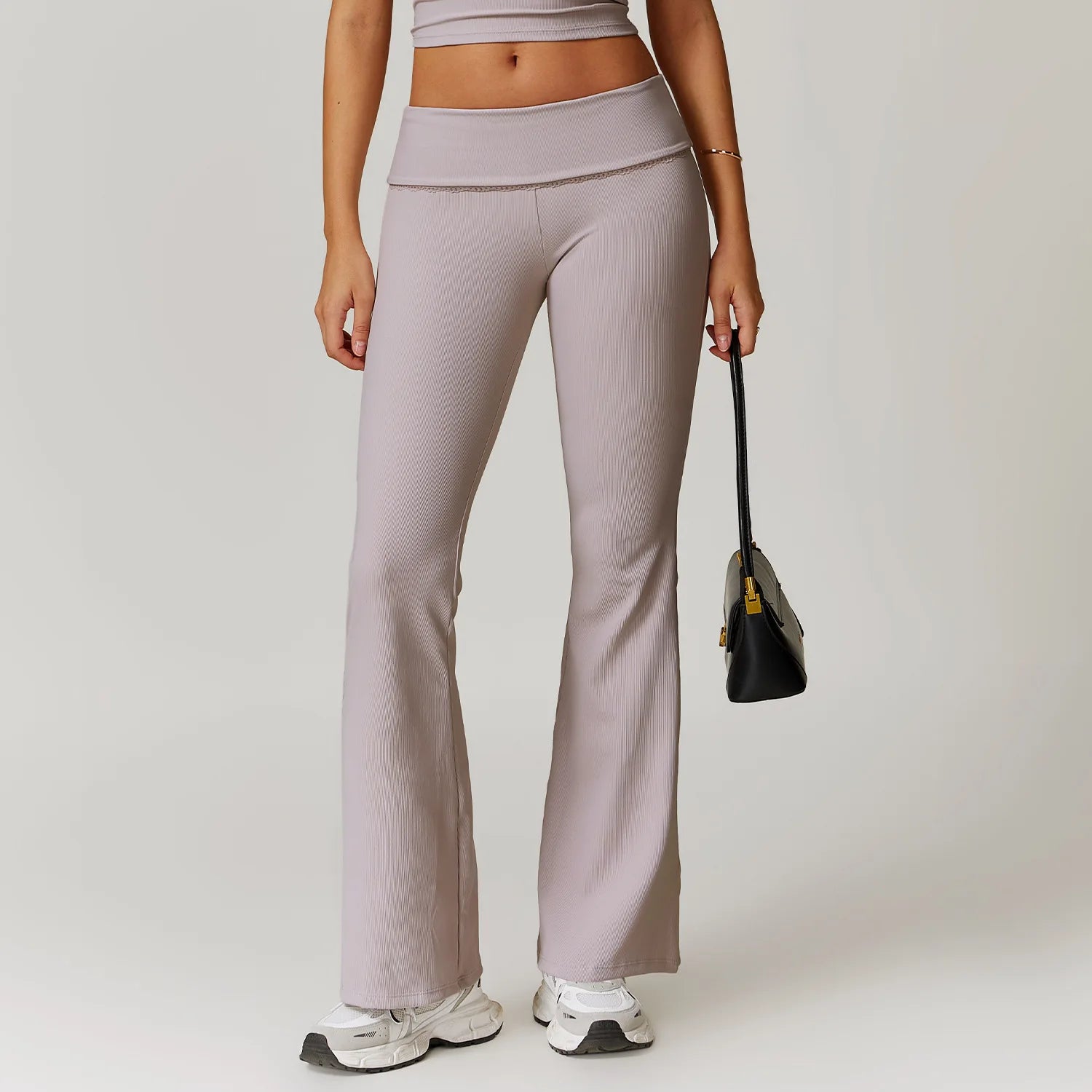 Women Flare Leggings High Waist Wide Leg Yoga Pants Lace Fitness Workout Tights Gym Sports Trousers Casual Slimming Clothing