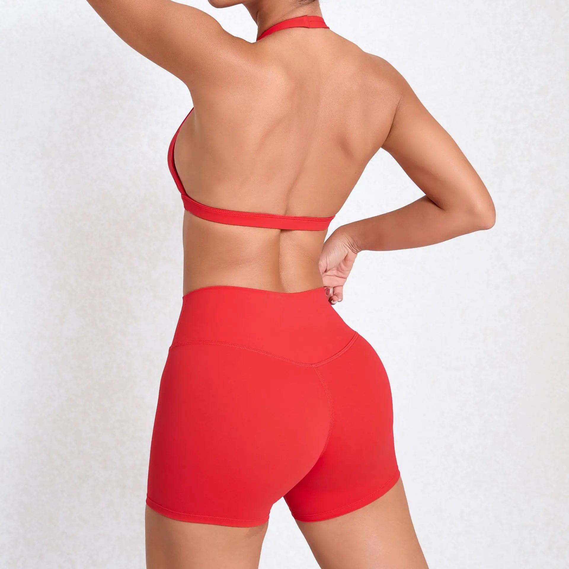 2PCS Yoga Sets Women Gym Workout Clothes High Waist Yoga Shorts Sports Bra High Waist Short Sets Push Up Running Athletic Wear