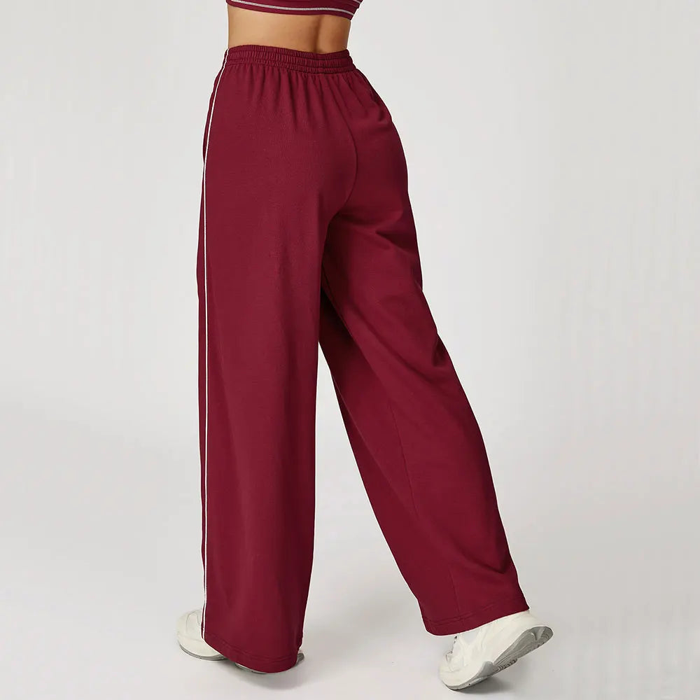 Color Blocking Sports Sweatpants Women Yoga Pants Loose High Waisted Straight Leg Sweatpants With Pockets Outdoor Fitness Pants