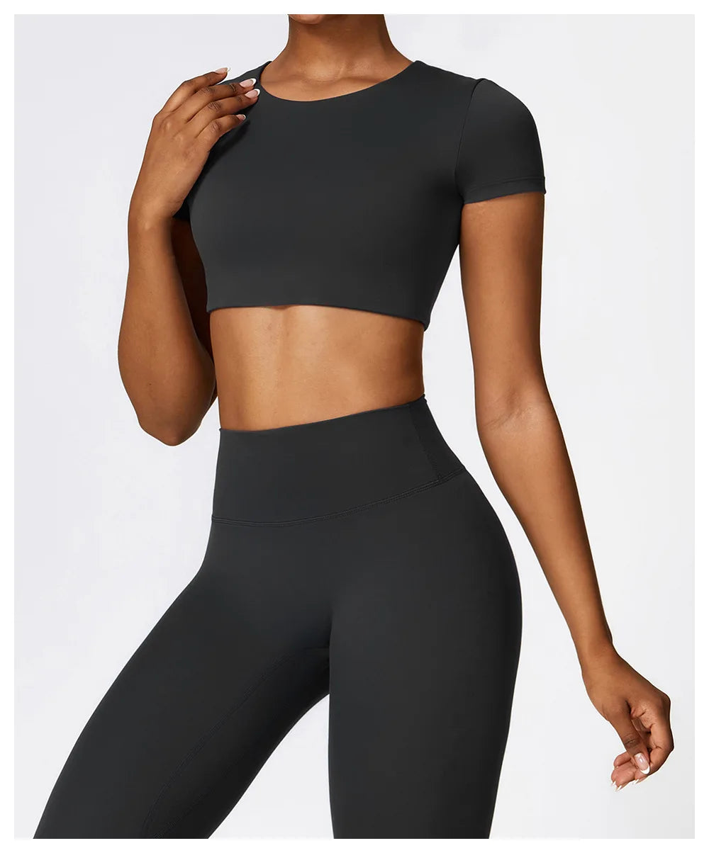 Yoga Top Women Sport T Shirts Push Up Fitness Clothes Short Sleeve Yoga Shirt Gym Top Running Active Wear Sport Top Femme Tights