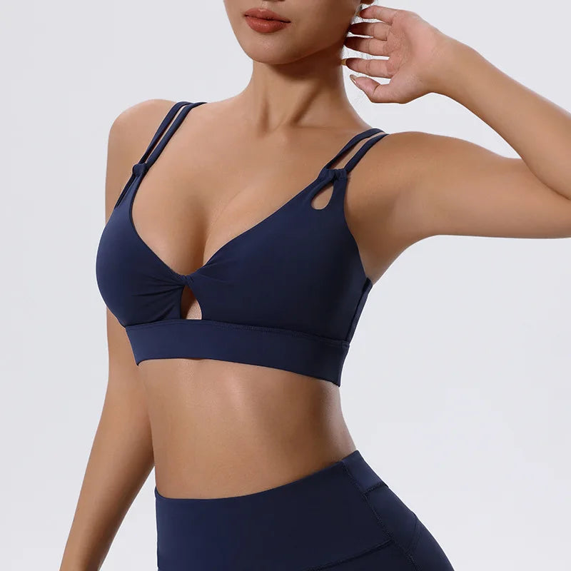 High Support Sports Bra Sexy Criss Cross Straps Back High Support Impact Yoga Underwear Running Fitness Gym Padded Bralette
