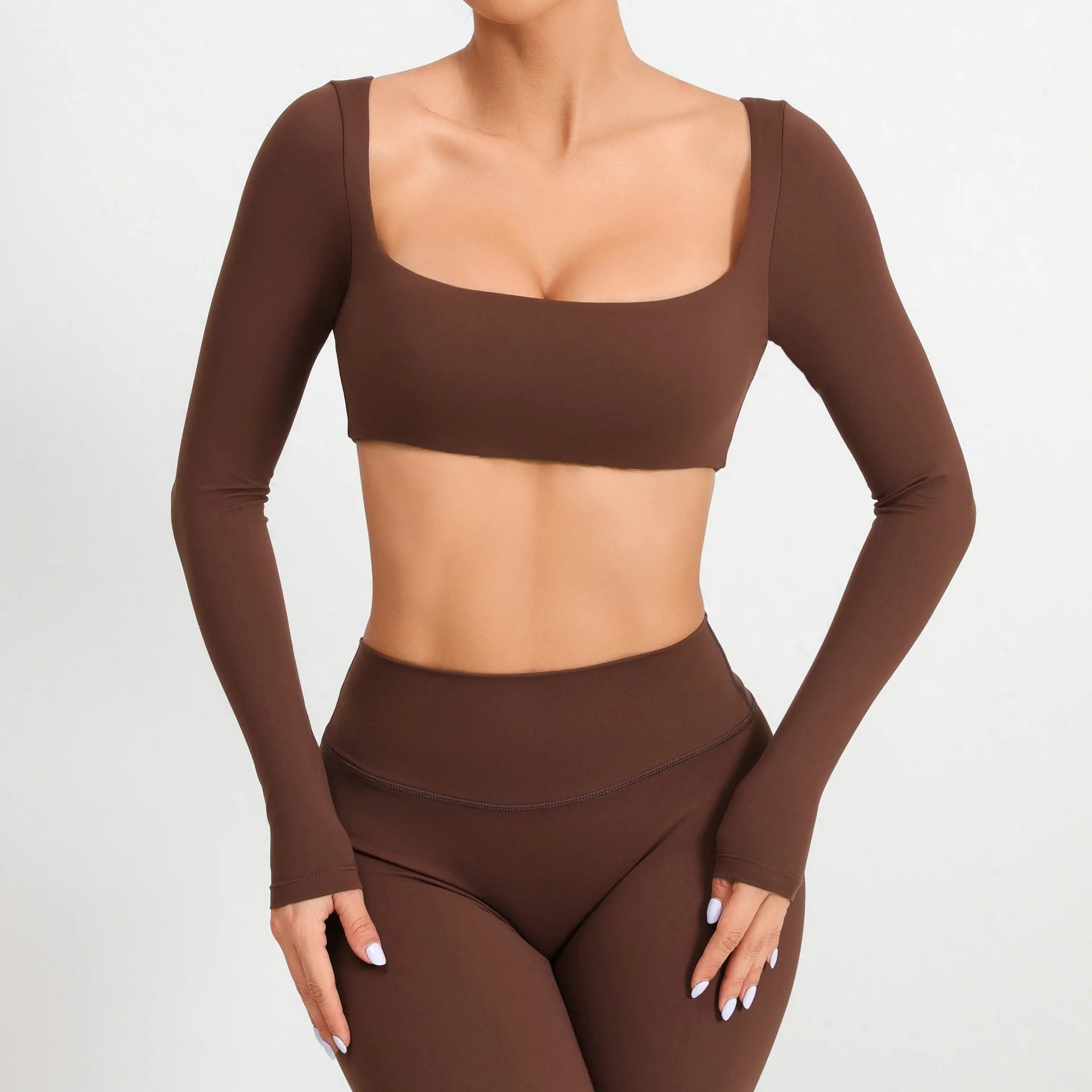 New Sport Shirt Women Clothes Sportswear Long Sleeve T-shirt for Fitness Yoga Wear Ladies Crop Top Gym Workout Top with Cups