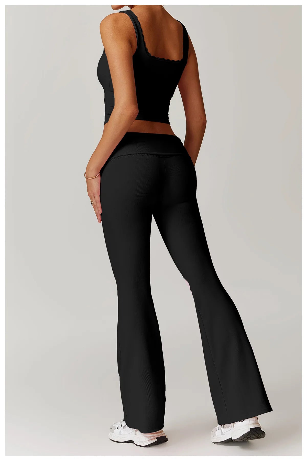 Women Flare Leggings High Waist Wide Leg Yoga Pants Lace Fitness Workout Tights Gym Sports Trousers Casual Slimming Clothing