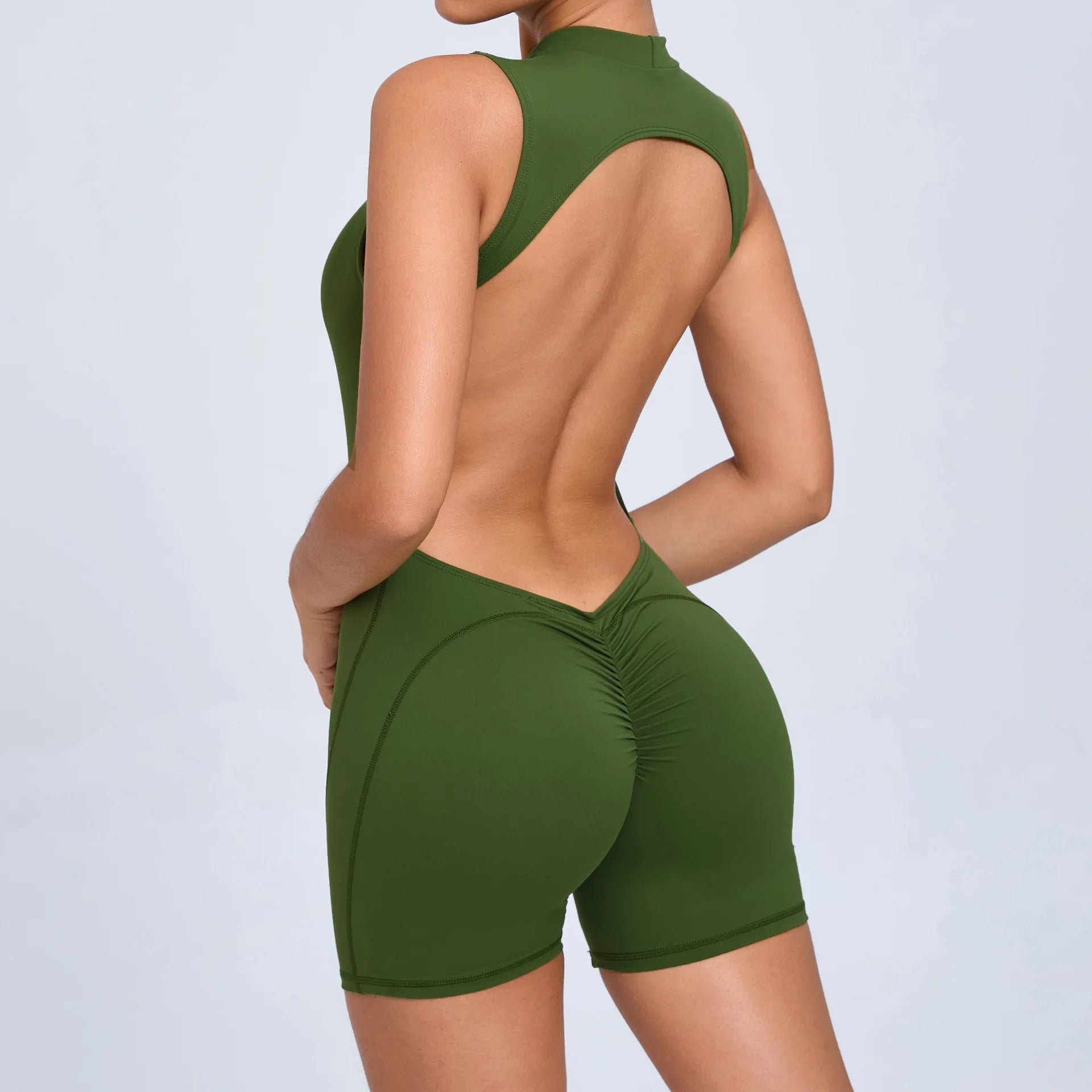 Backless Jumpsuit Women's Yoga Suit Short Sports Suit Short Sleeve Gym Clothes Push Up Training Fitness Yoga Bodysuit Sportswear