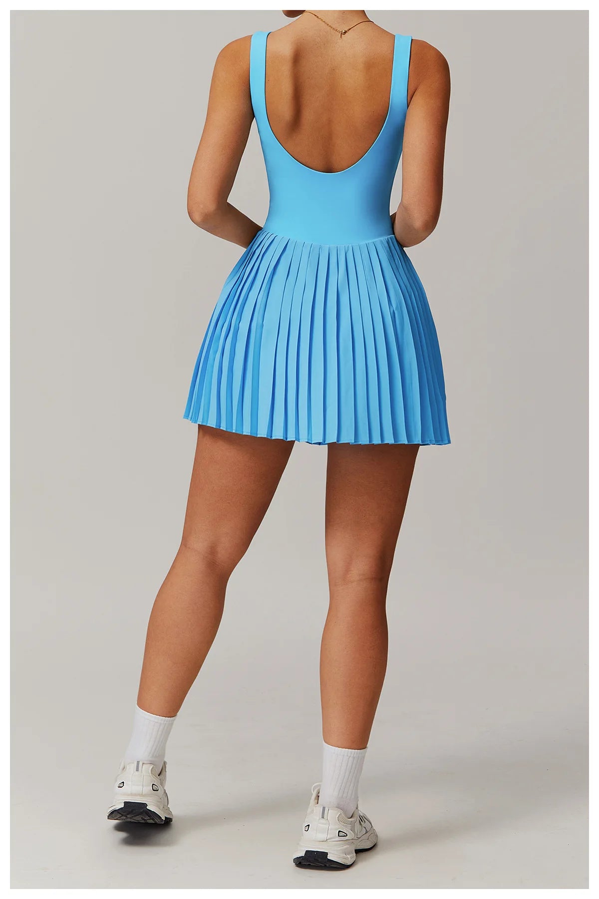 Yoga Set Naked Tennis Dress Women's Jumpsuit Bottom anti Glare Fitness Clothes Sports Running Pockets Pleated Skirt Sports Dress