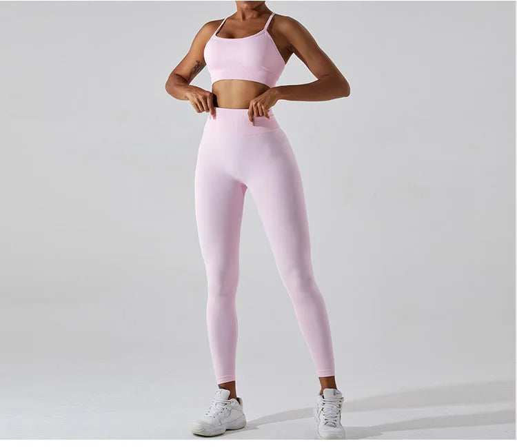 Women's Tracksuit Seamless Fitness Suit 2PCS Yoga Set Sportswear Workout Sports Bra High Waist Leggings Gym Clothing Sports Suit