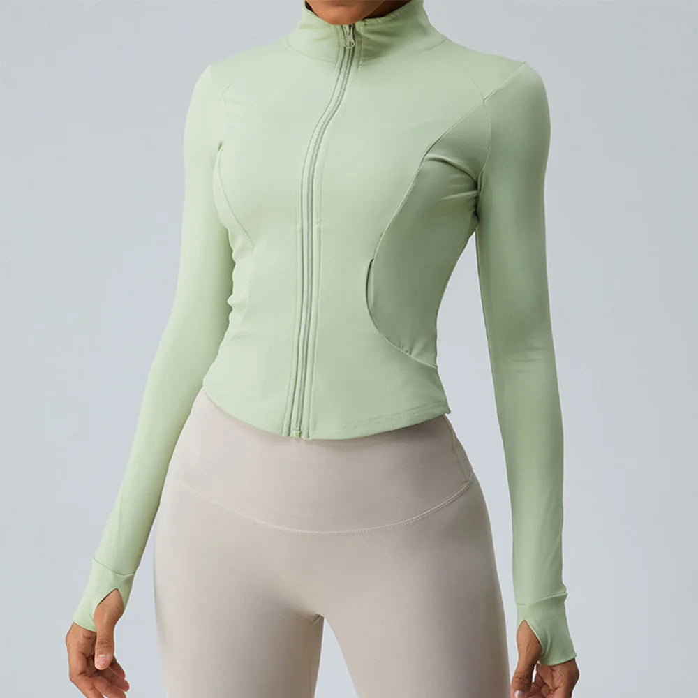 Yoga Long Sleeve Sports Jacket Women Zipper Fitness Yoga Shirt Gym Top Activewear Running Coats Workout Clothes For Cycling Tops