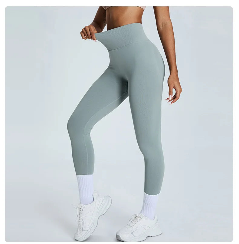 Seamless Fitness Women's Sport Leggings High Waist Elastic Solid Yoga Leggings Gym Jogging Quick Dry Push Up Slim Pants Female