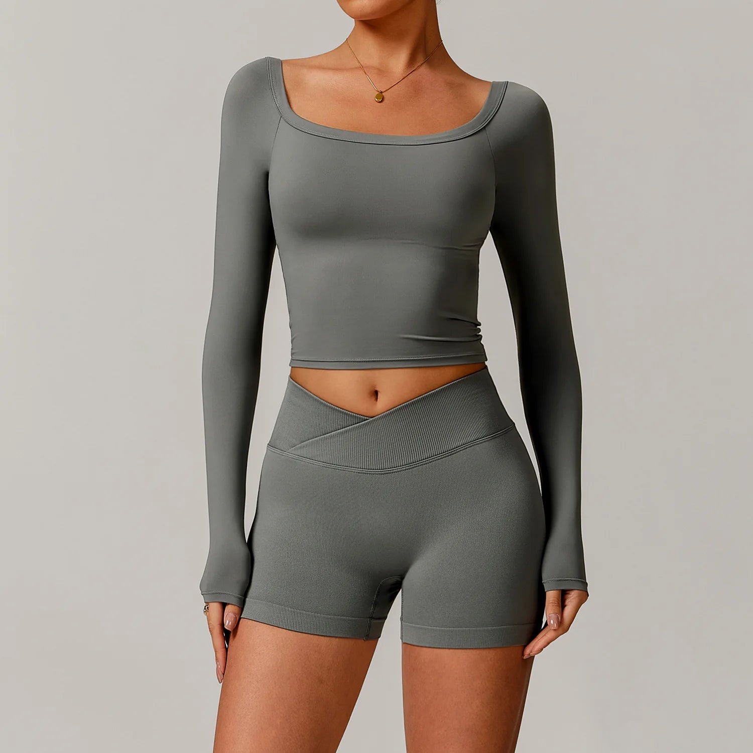 2 Pieces Yoga Suit Sports Set Women Athletic Wear Gym Set Women Tracksuit Running Workout Long Sleeve Sports Shirt Yoga Clothing