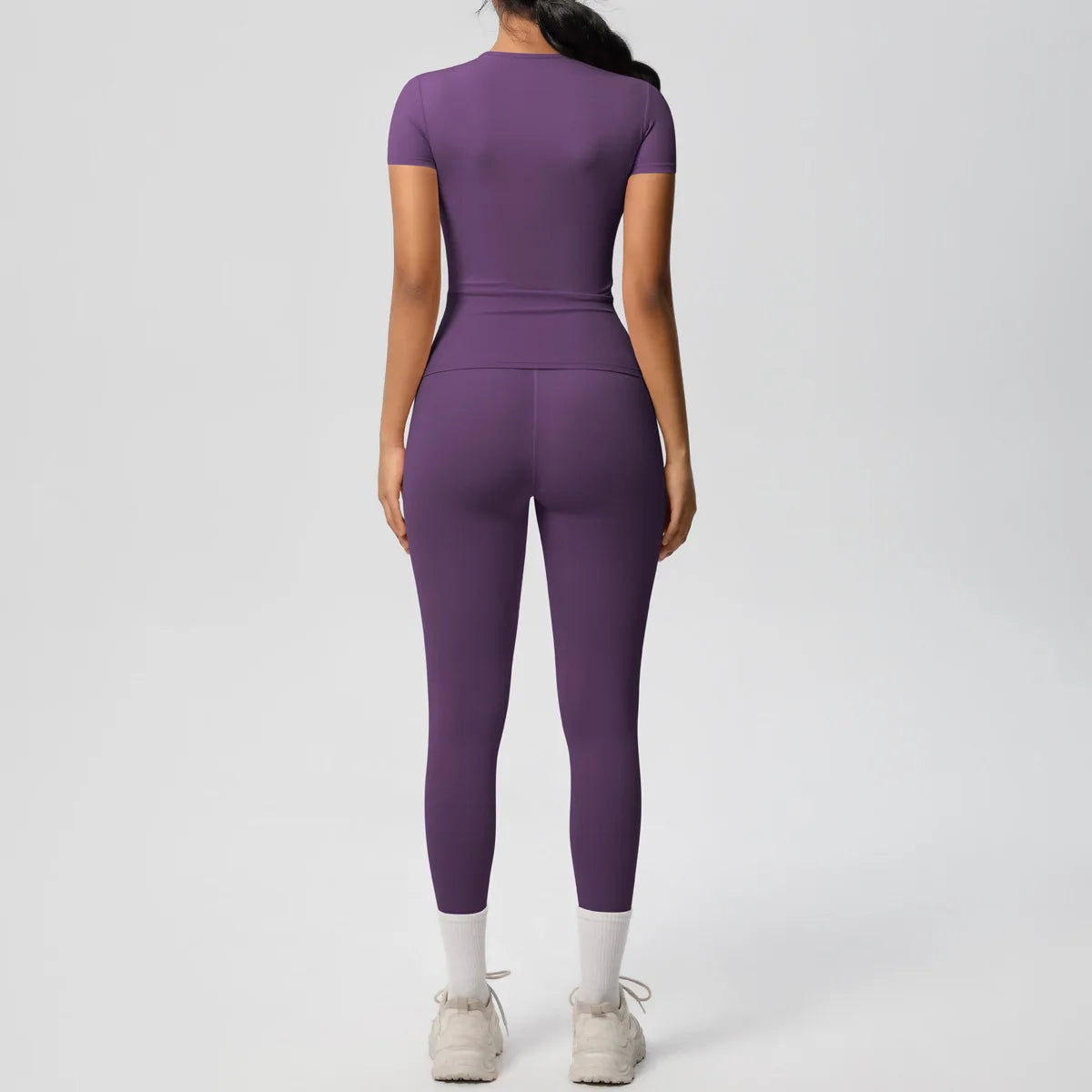 2PCS Yoga Set Women's Tracksuit Quick-Drying Gym Leggings Set Short Sleeve Breathable Gym Yoga Slim Fitness Active Top