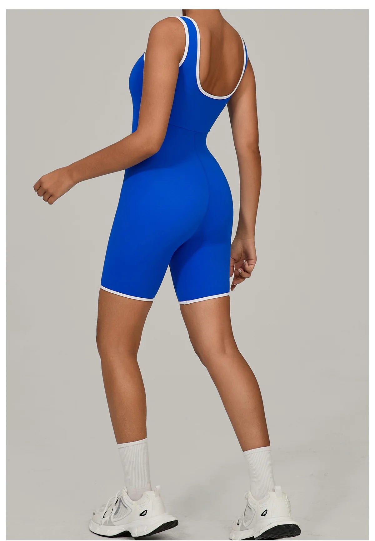 Women Color Blocked Yoga Jumpsuit Sleeveless Romper Elastic Quick Drying Fitness Workout Sportswear One-Piece Short Yoga Clothes