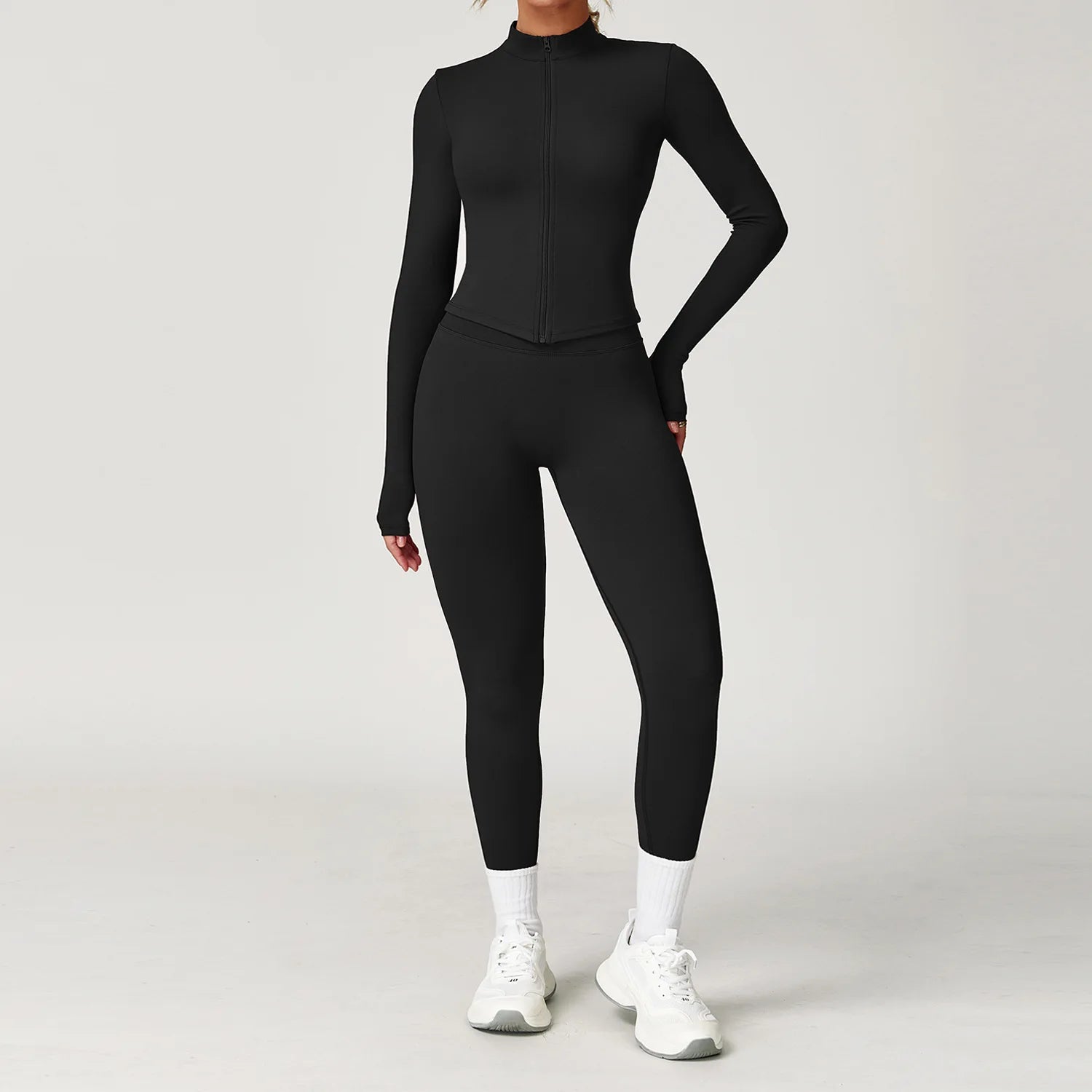 2PCS Yoga Suit Sports Set Women Gym Set Women Tracksuit Running Workout Long Sleeve Sports Shirt Yoga Clothing Seamless Leggings