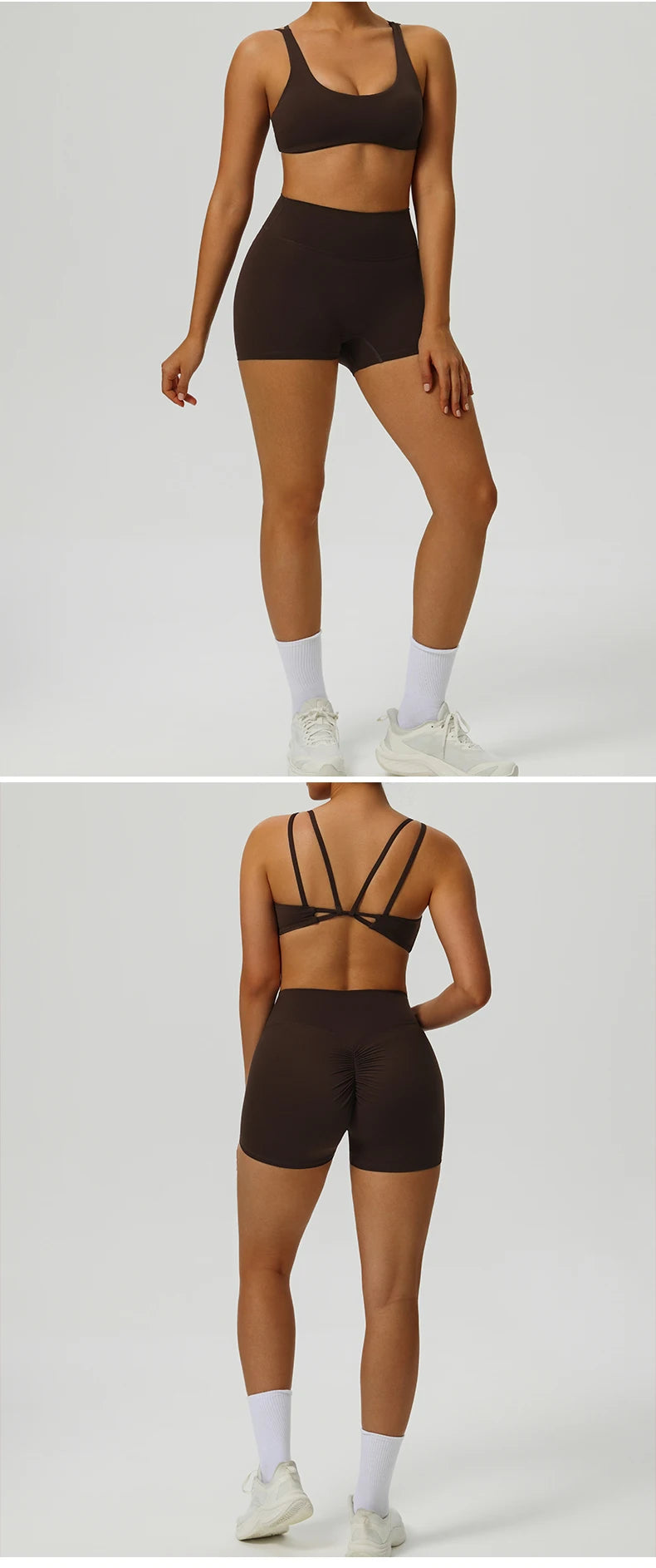 2 Pieces Yoga Set Women's Tracksuit Workout Sportswear Gym Clothing High Waist Leggings Fitness Shorts Push Up Bras Sports Suits