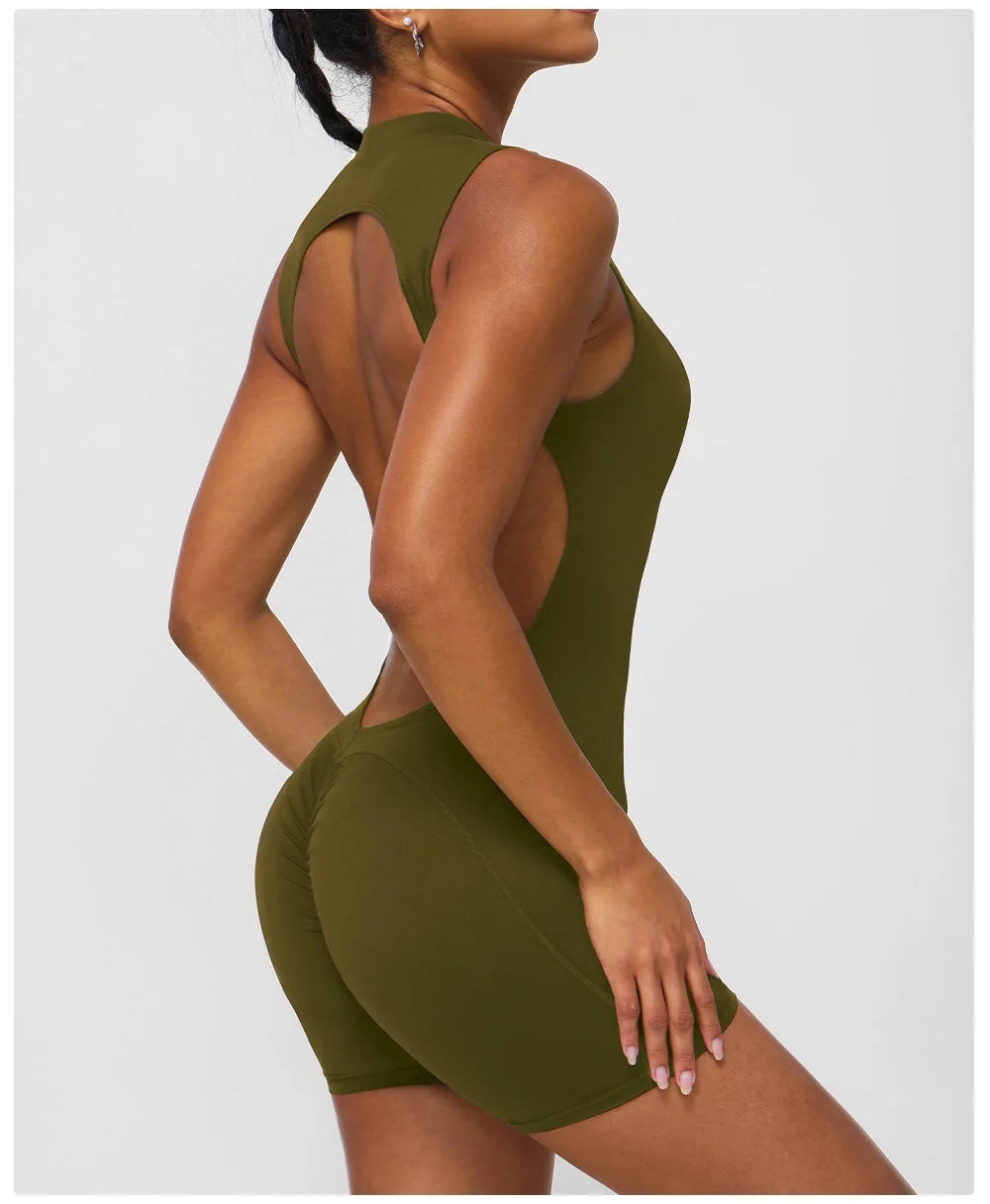 Sexy Back V Jumpsuits Women's Tracksuit Yoga Set One Piece Fitness Workout Rompers Sportswear Gym Set Workout Clothes For Women