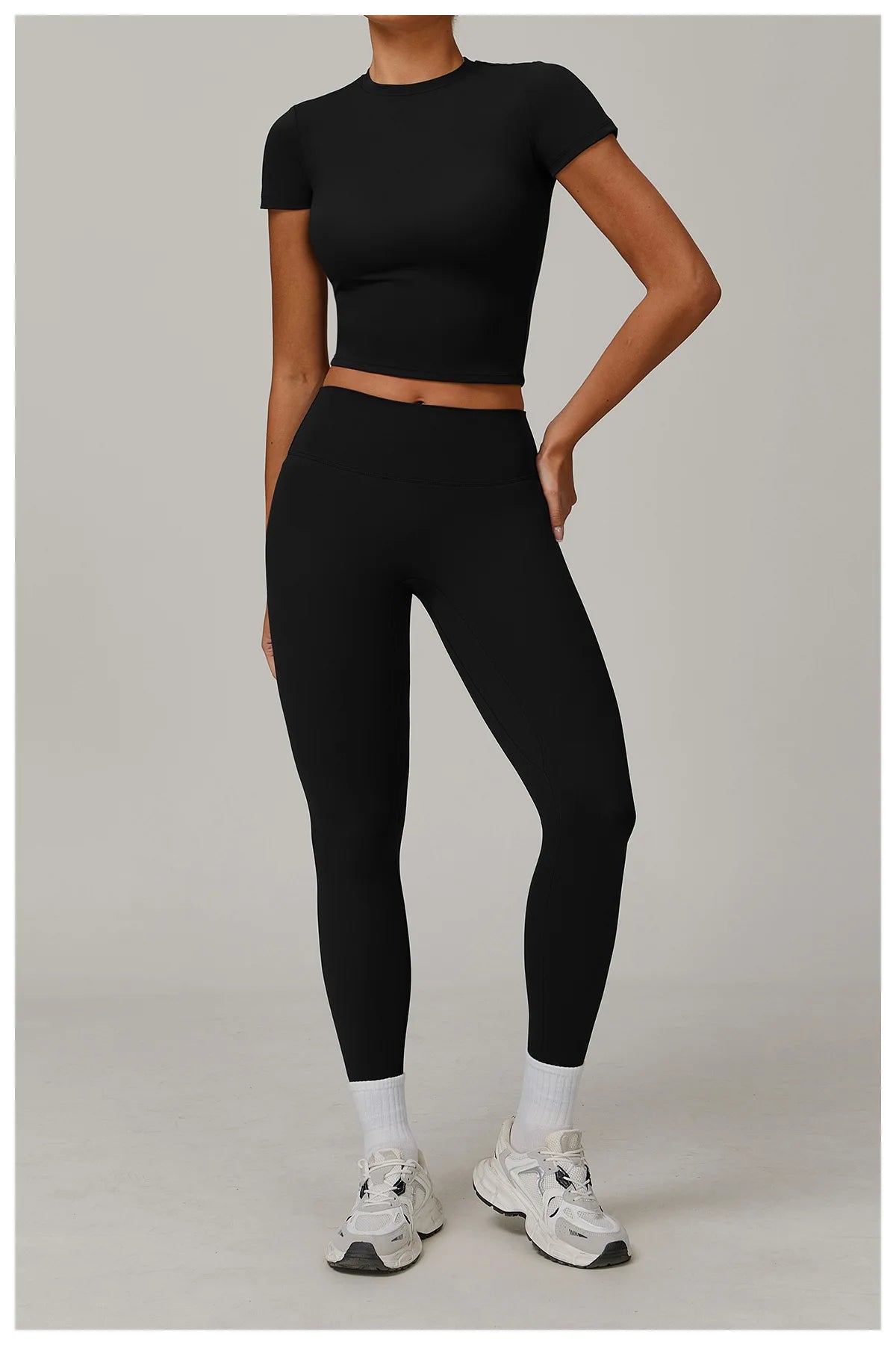 2PCS Yoga Set Sports Suit For Women Fitness Short Sleeve Tracksuits Sports Bra High Waist Leggings Gym Sports Clothes Sportswear