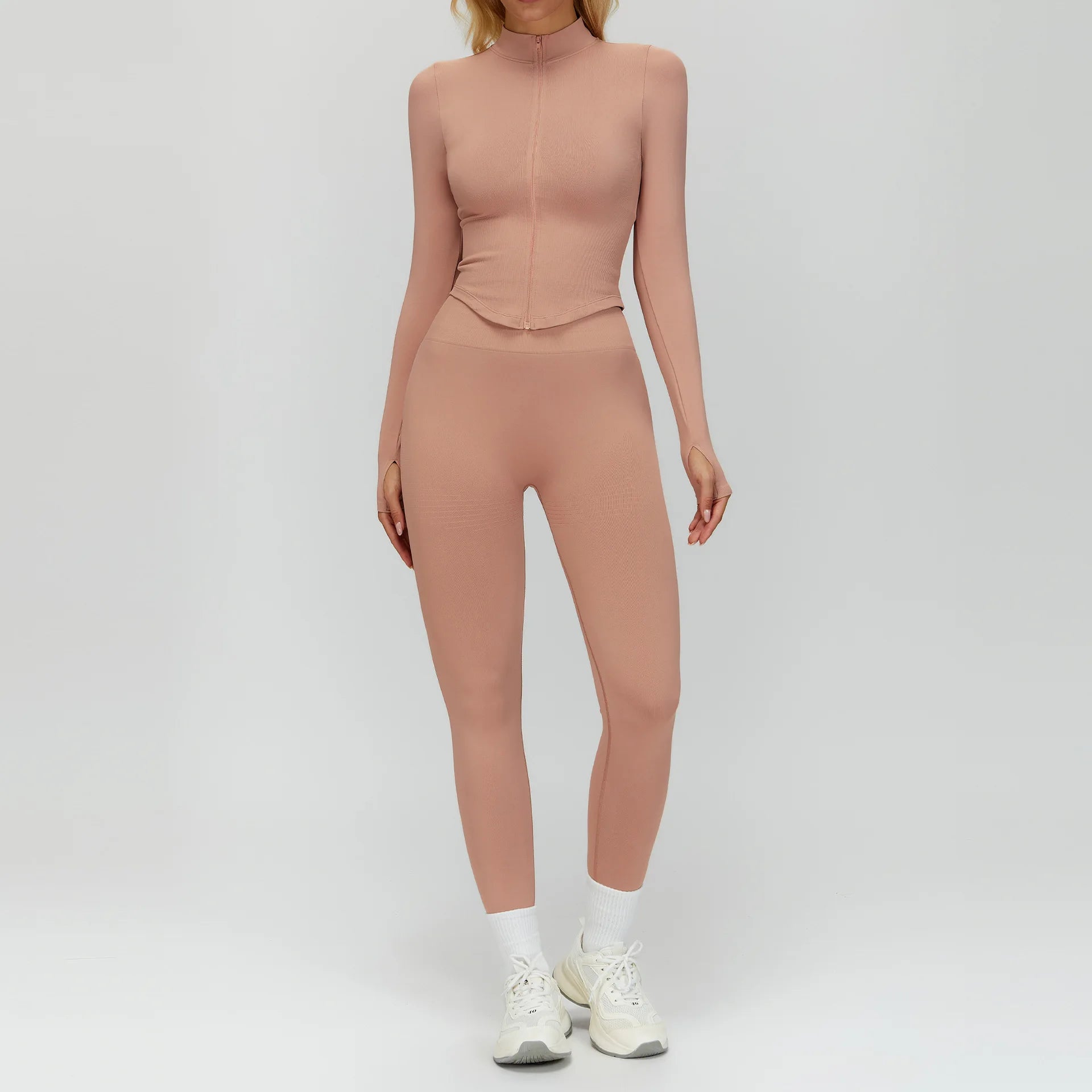 2PCS Seamless Women Tracksuit Yoga Set Workout Outfit Sportswear Gym Clothing Fitness Long Sleeve High Waist Legging Sports Suit