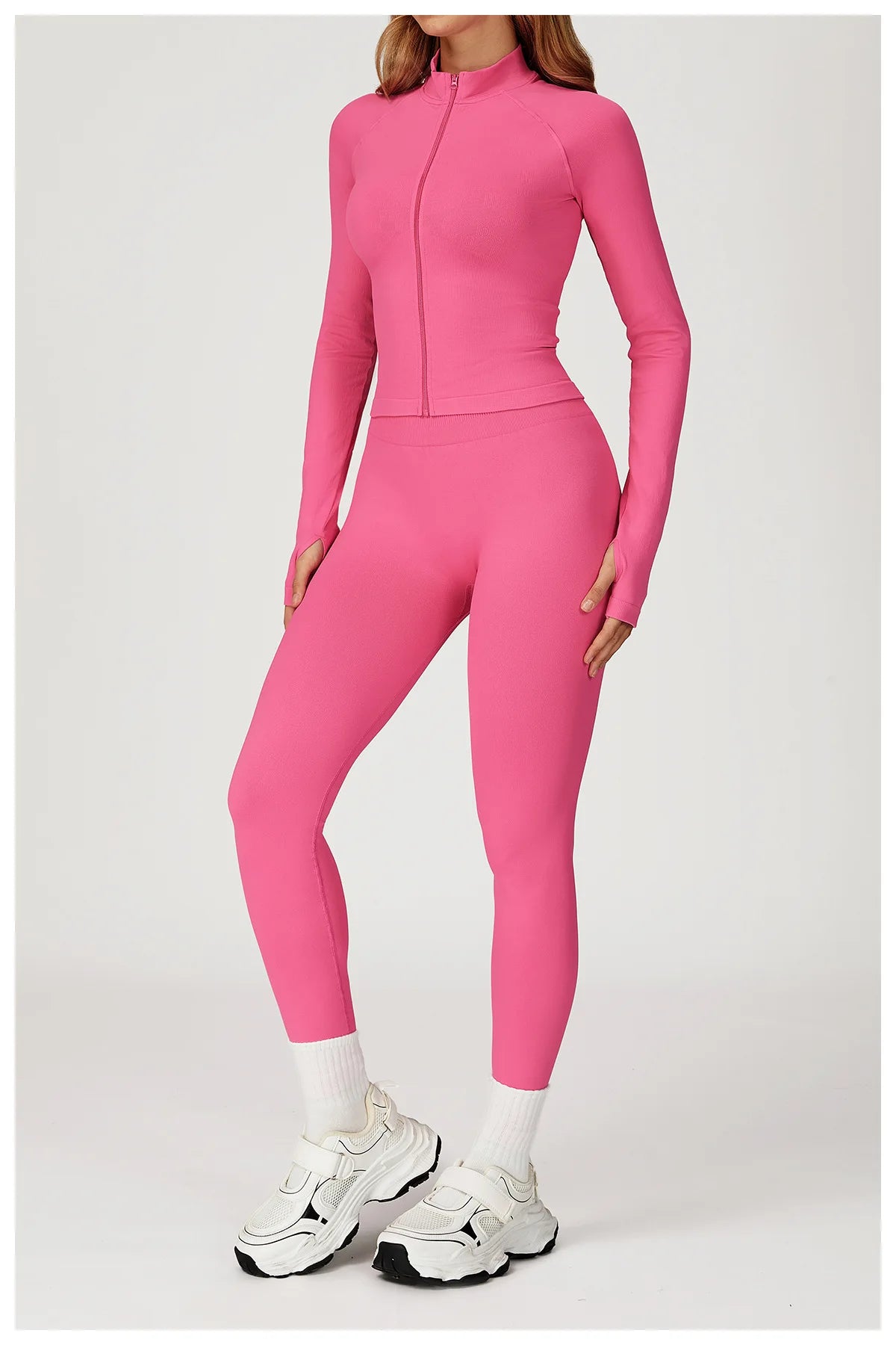 2PCS Seamless Yoga Set Gym Clothes Athletic Wear Women Fitness Set Tracksuits Sports Long Sleeved Gym Suit Leggings Sportswear