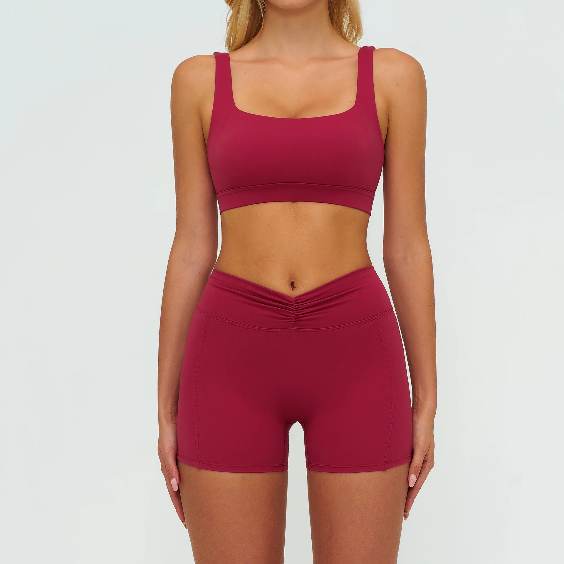 2PCS Yoga Set Women's Tracksuit Fitness Suit Sportswear Workout Sports Bra High Waist Leggings Gym Clothing Sports Shorts Suit