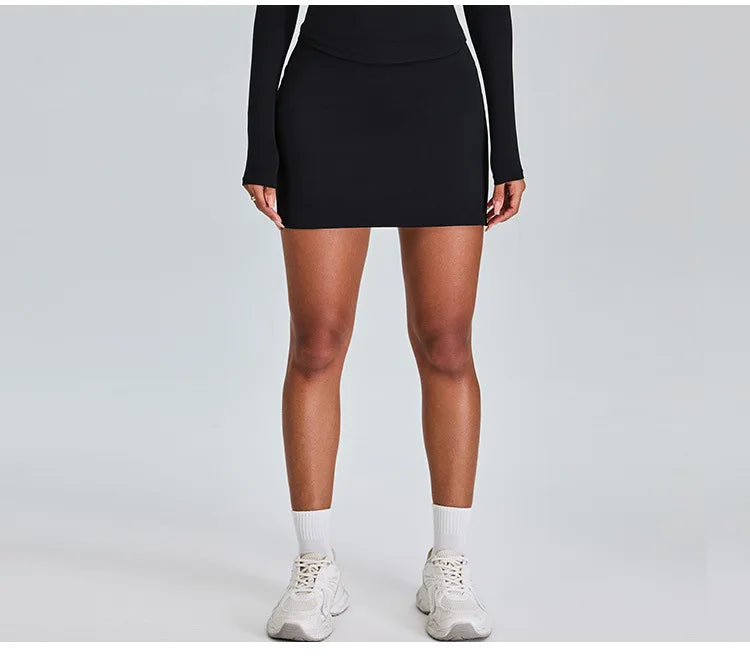 High Waist Sports Short Skirt Women's Yoga Short Skirt Running Training Fitness Tennis A-line Skirt Fake Two Yoga Short Skirts