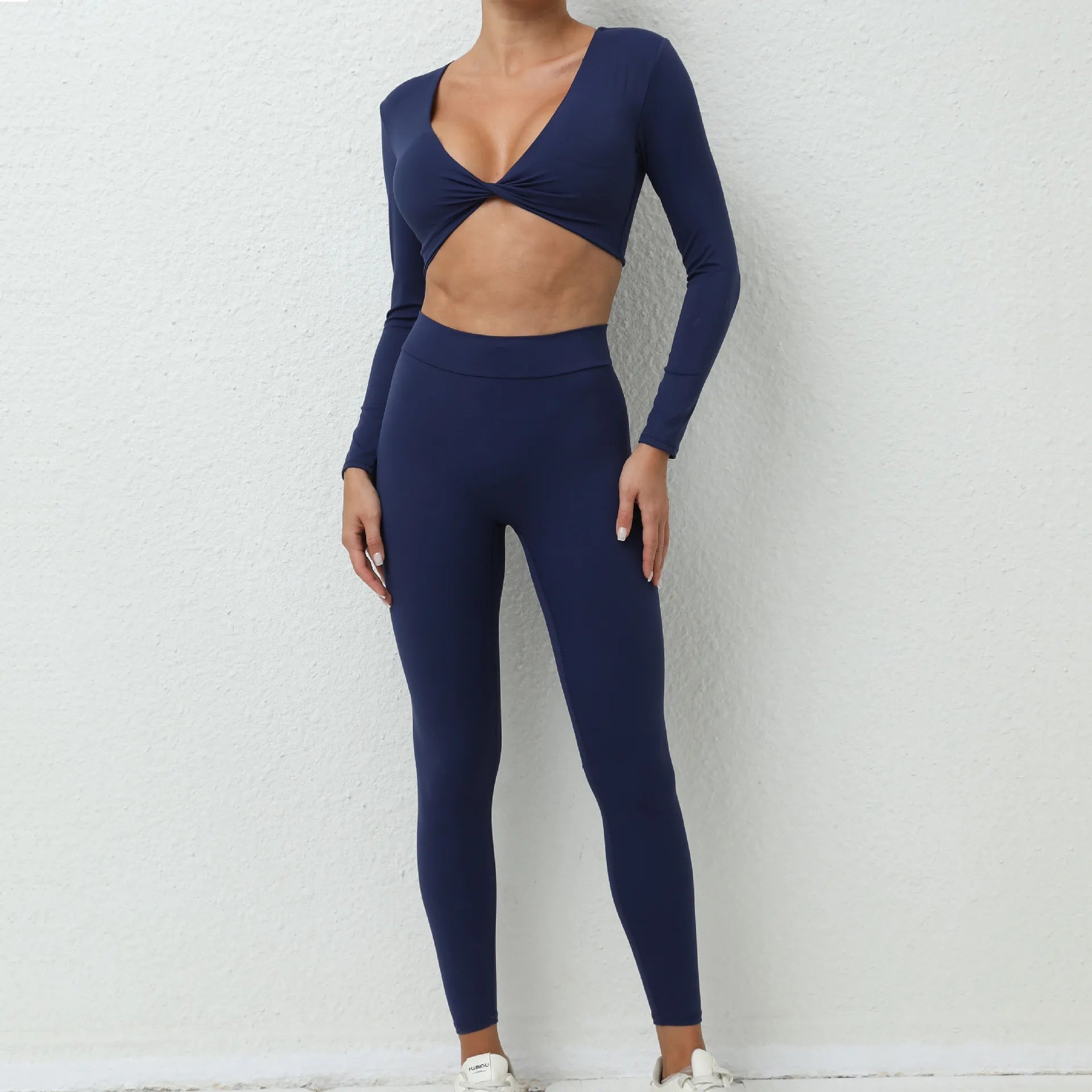 Yoga Set 2PCS Women Tracksuit Workout Set Sportswear Gym Clothes Fitness Long Sleeve High Waist Leggings Set Sports Suit