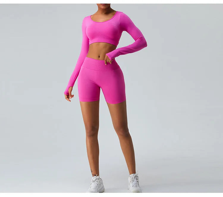 Seamless V Back Yoga Shorts Women Sportwear Fitness Tights Elastic Scrunch Gym Cycling Push Up Running Workout High Waist Shorts