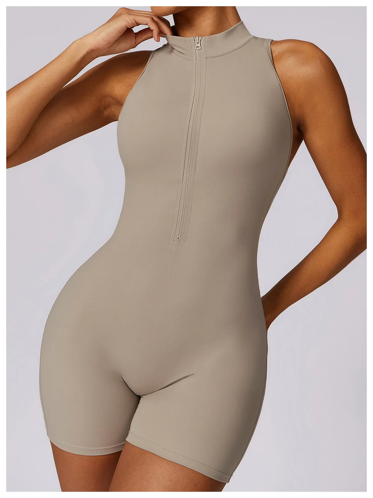 Scrunch Sports Overalls Gym Jumpsuit Women's Fitness Suit Short Sets for Woman Tracksuit Yoga Clothing Zipper Workout Sportswear