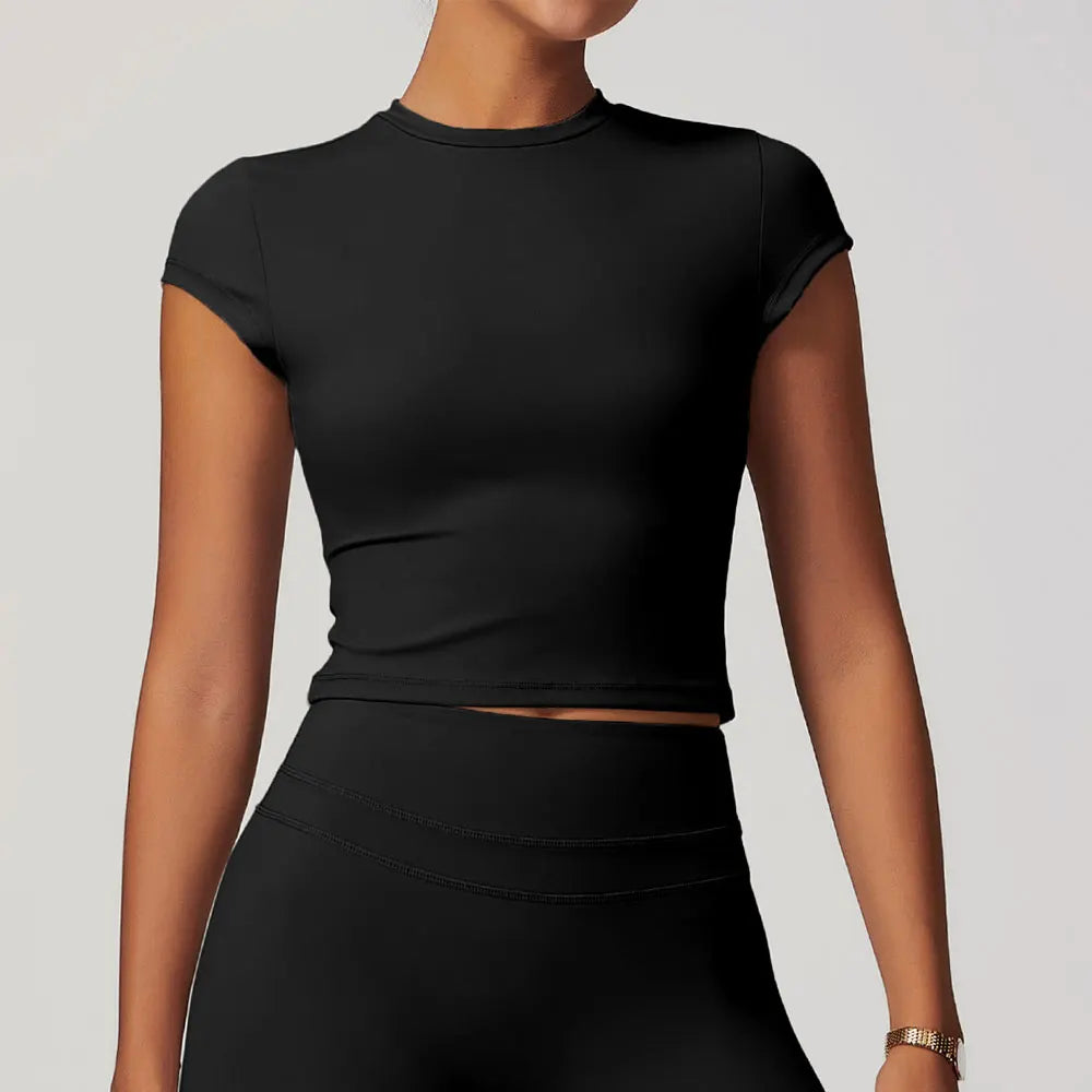 Women Clothes Yoga Top Sport T Shirt Fitness Clothes Short Sleeve Yoga Shirt Gym Top Workout Running Active Wear Sport Top