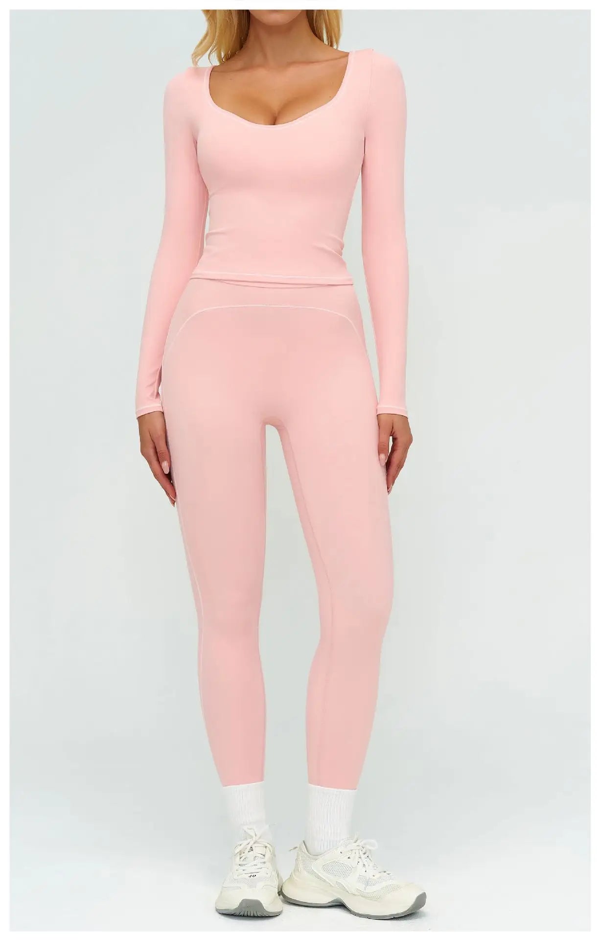 Yoga Set Women Tracksuit 2PCS Sportswear Workout Clothes Athletic Wear Gym Leggings Fitness Outfits Top Long Sleeve Sports Suits