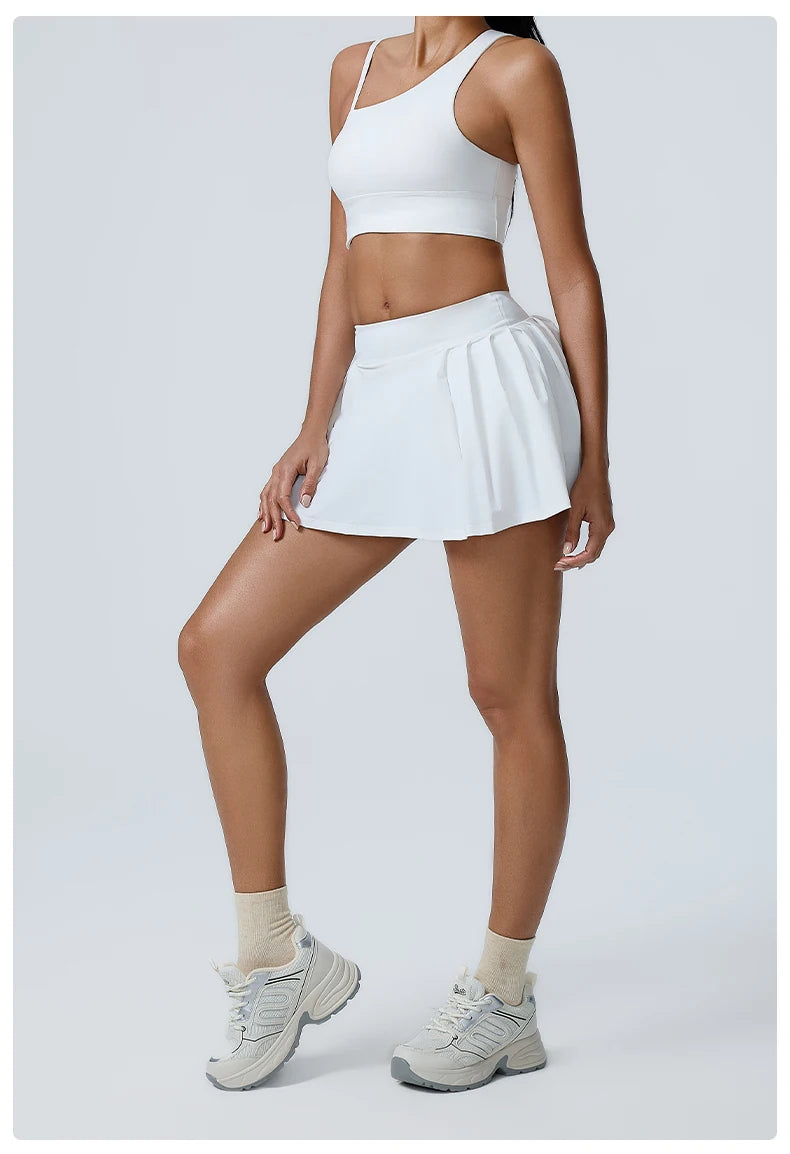 Yoga Set 2PCS Women Sport Suit Gym wear Workout Clothes Sports Crop Top Yoga Short Skirt Fitness Bra Set Breathable Gym Suits