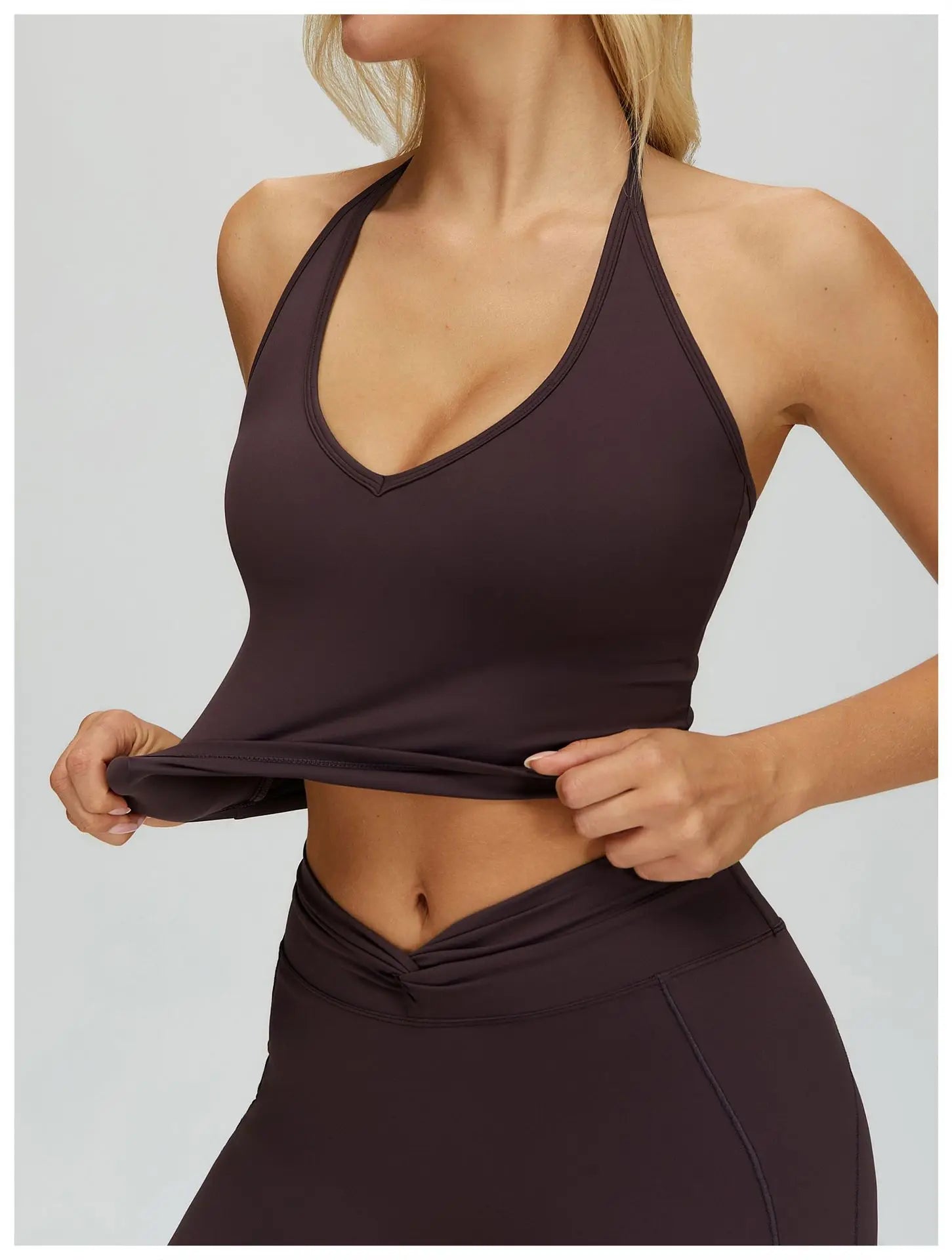 Hanging Neck Sports Underwear Fitness Backless Yoga Bra Gym Bra Removable Cups Women Workout Clothing Gym Top Halter Sport Bras