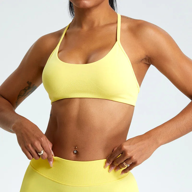 Women Sports Underwear High Support Sports Top Push Up Yoga Bra Gym Crop Top High Strength Fitness Workout Bra Running Brassiere