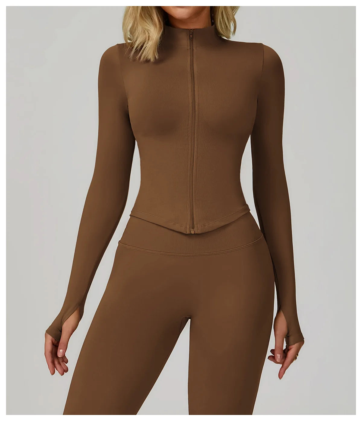 Seamless Outdoor Sports Long Sleeved Women Yoga Coat Quick Dry Zipper Cardigan Stand Up Collar Jacket Running Fitness Jacket Top