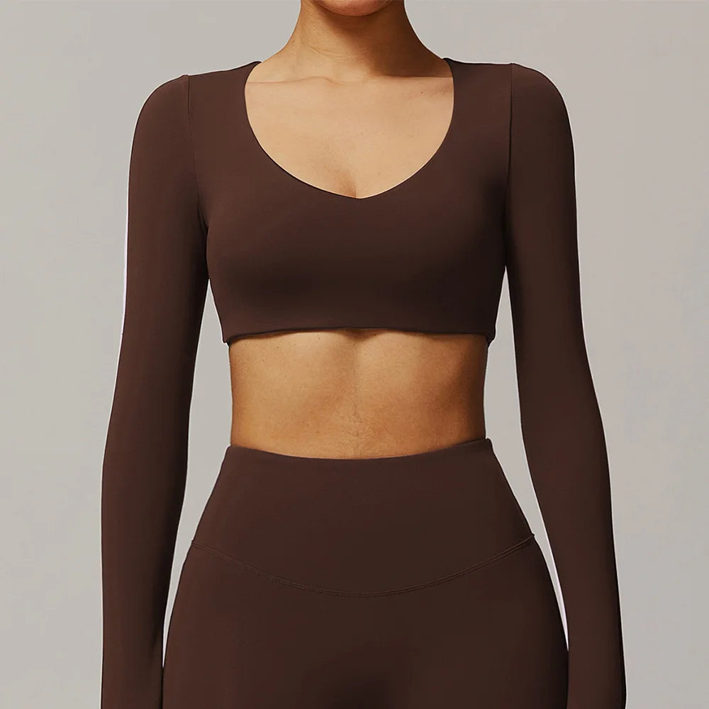 Yoga Shirts For Women Crop Top Long Sleeve Fitness Running Women Gym Clothes Workout Dry Fit Breathable High Elastic Sports Tops