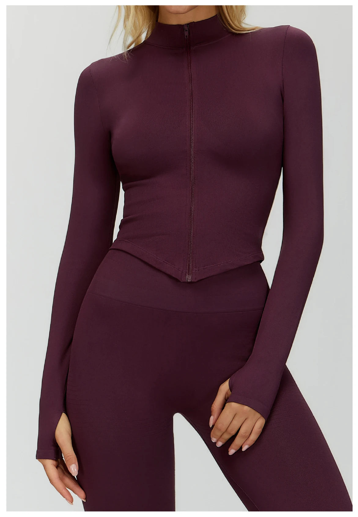 Seamless Outdoor Sports Long Sleeved Women Yoga Coat Quick Dry Zipper Cardigan Stand Up Collar Jacket Running Fitness Jacket Top