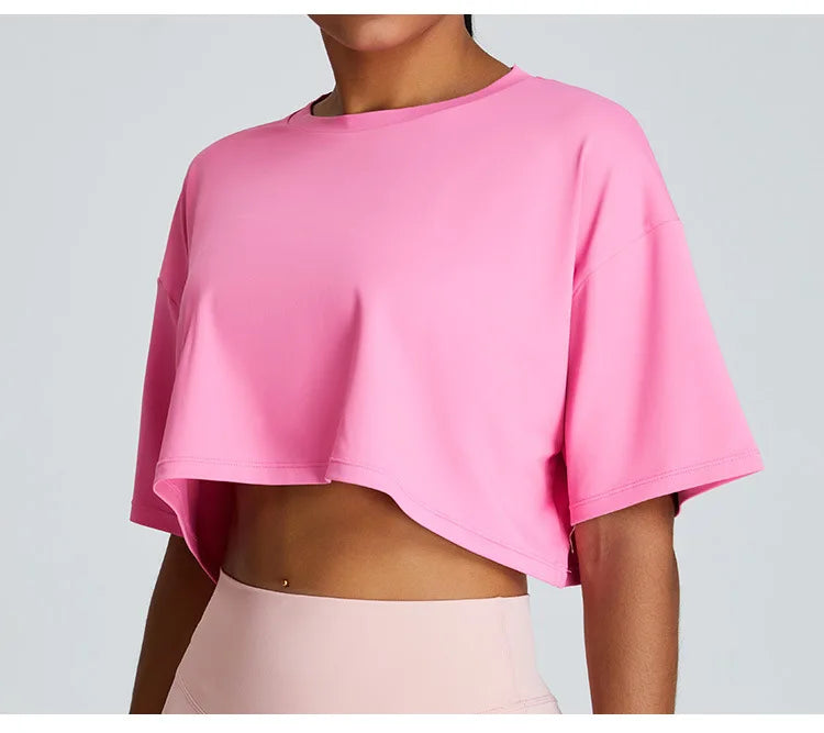 Loose Yoga Short Sleeves Women Breathable Quick Drying Yoga Clothes for Women Running Fitness Tops Sports Short Sleeved T-shirts