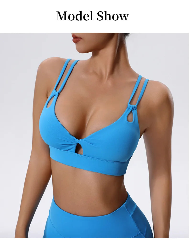 High Support Sports Bra Sexy Criss Cross Straps Back High Support Impact Yoga Underwear Running Fitness Gym Padded Bralette