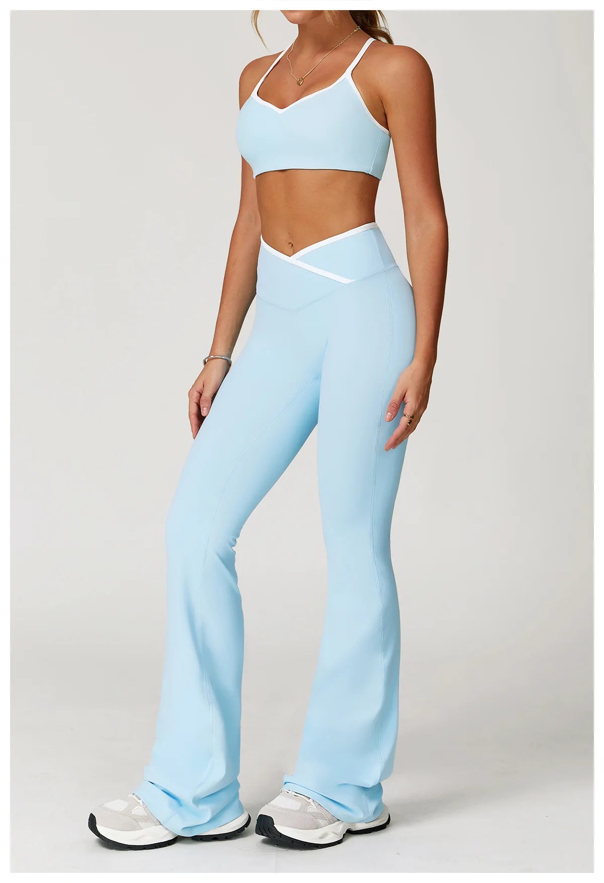 Women's Clothes Yoga Set 2 Pieces Workout Tracksuit Sportswear Gym Clothing High Waist Bell-bottoms Sexy Fitness Bta Sports Suit