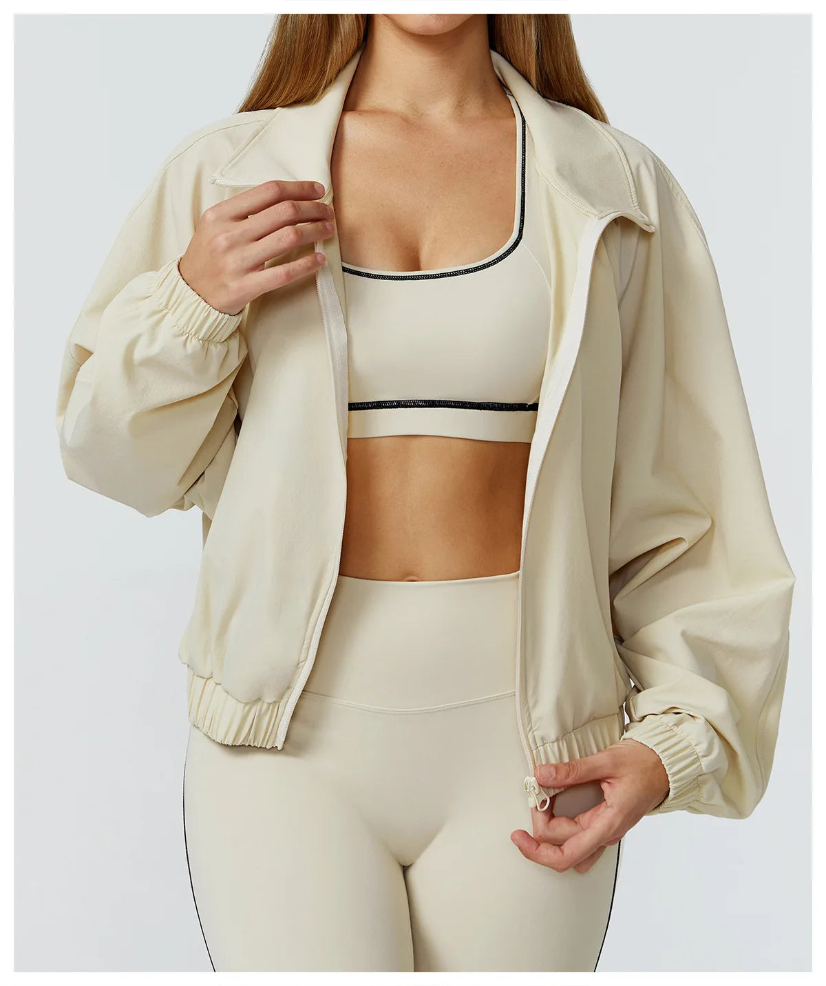 New Quick Drying Stand Up Collar Sports Jacket Women's Zipper Top Windproof Outdoor Running Fitness Long Sleeved Yoga Jacket