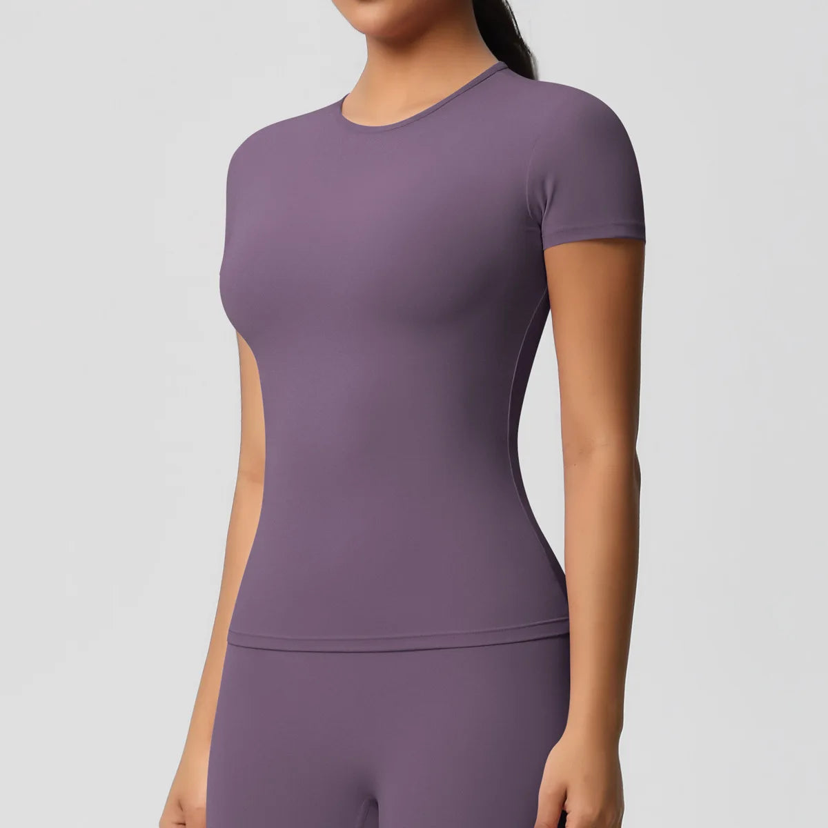 New Women Running Sports T Shirt Summer Short Sleeve Round Neck Breathable Stretchy Gym Yoga Slim Fitness Active Top Tee