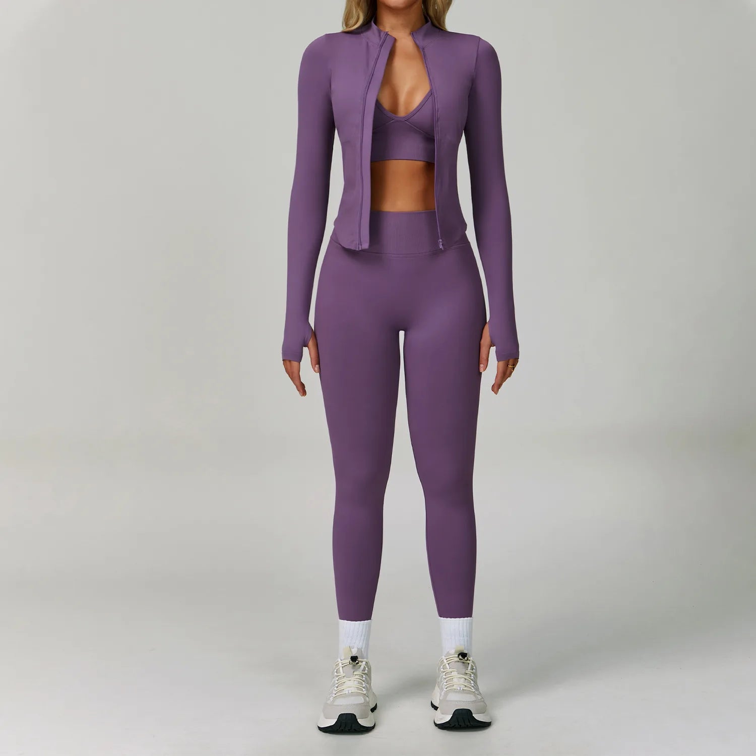 2/3PCS Yoga Suit Sports Set Women Tracksuit Gym Set Seamless Running Workout Set Push Up Long Sleeve Sports Jacket Yoga Clothing